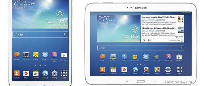 Samsung представила две модели планшетов линейки Galaxy Tab 3